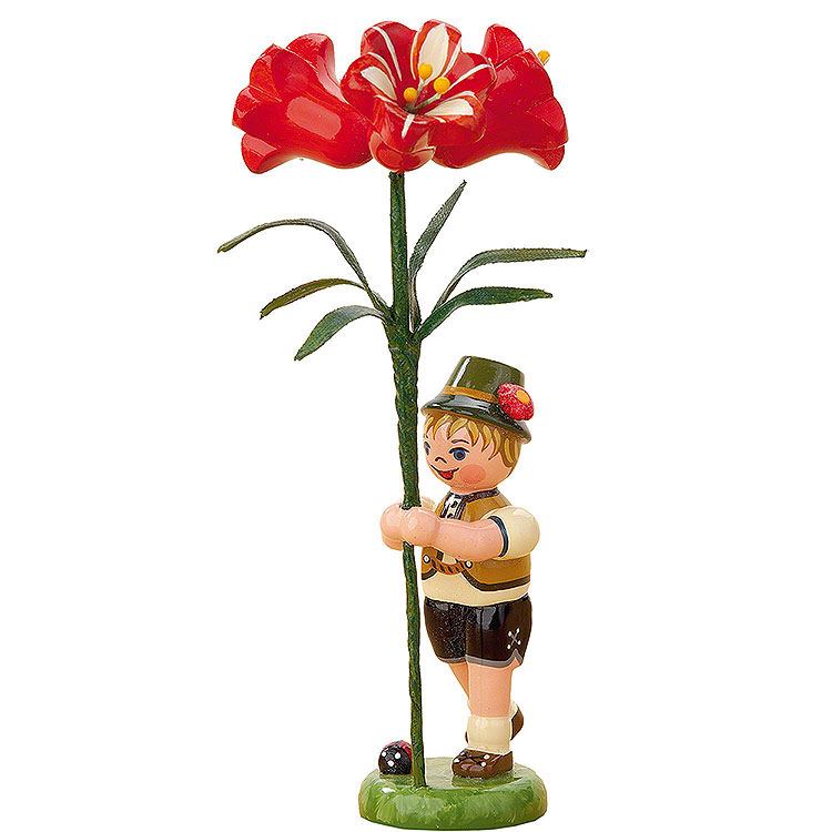 Blumenkind Junge mit Amarylis  -  11cm