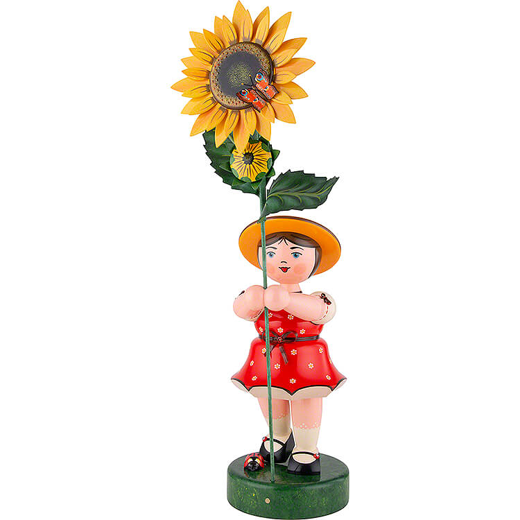 Blumenmädchen mit Sonnenblume, rot  -  53cm