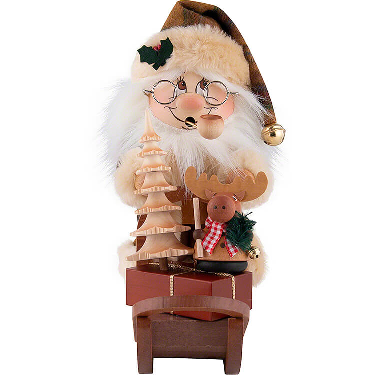 Räuchermännchen Wichtel Weihnachtsmann mit Schlitten  -  28cm