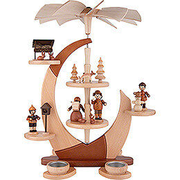 2 - Tier Tea Candle Pyramide Sail with Figures  -  42cm / 16.5 inch
