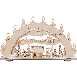 3D Candle Arch  -  Ski Lodge with Smoking Hut  -  66x40cm / 26x15.7 inch