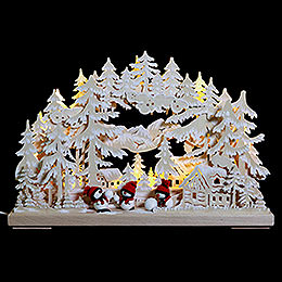 3D Double Arch  -  Snowball Fight with White Frost  -  43x30x7cm / 17x12x3 inch