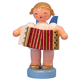 Angel with Accordion  -  Blue Wings  -  Standing  -  6cm / 2,3 inch
