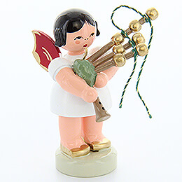 Angel with Bagpipe  -  Red Wings  -  Standing  -  6cm / 2.4 inch