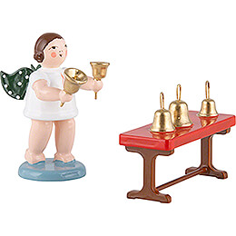 Angel with Bells at Table  -  6,5cm / 2.6 inch