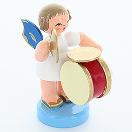 Angel with Drum and Cymbals  -  Blue Wings  -  Standing  -  6cm / 2.4 inch