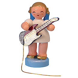 Angel with Electric Guitar  -  Blue Wings  -  Standing  -  6cm / 2,3 inch