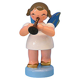 Angel with Flute  -  Blue Wings  -  Standing  -  6cm / 2,3 inch