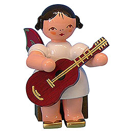 Angel with Guitar  -  Red Wings  -  Sitting  -  5cm / 2 inch