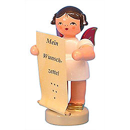 Angel with List of Whishes  -  Red Wings  -  Standing  -  6cm / 2,3 inch