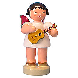 Angel with Ukulele  -  Red Wings  -  Standing  -  6cm / 2,3 inch