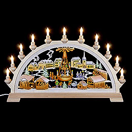Candle Arch  -  Christmas Market with Pyramid, Colored  -  65x40cm / 26x17.5 inch