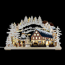 Candle Arch  -  Pyramid House with White Frost and Turning Pyramid  -  72x43cm / 28x17 inch