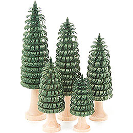 Coiled Trees with Trunk Green  -  5 pieces  -  11cm / 4.3 inch