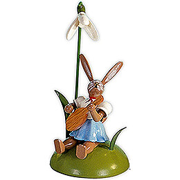 Easter Bunny with Snowdrop and Mandolin, Colored  -  10cm / 3.9 inch