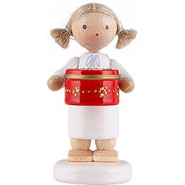 Flax Haired Angel with Can with Sweets, Red  -  5cm / 2 inch