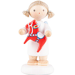Flax Haired Angel with Swedish Little Horse  -  5cm / 2 inch