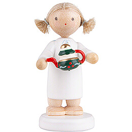 Flax Haired Angel with Tea Pot  -  5cm / 2 inch