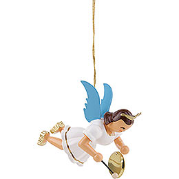 Floating Angel with Gong, Colored  -  6,6cm / 2.6 inch
