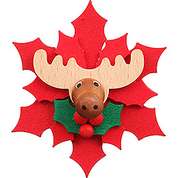 Fridge Magnet  -  Christmas Star with Moose  -  6,5cm / 2.6 inch