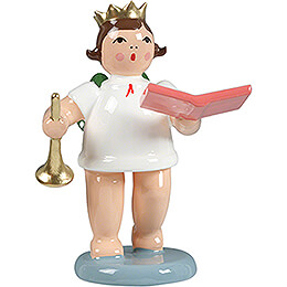 Gift Angel with Crown and Trumpet and Book  -  6,5cm / 2.6 inch
