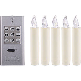 LUMIX CLASSIC MINI S SuperLight, Base - Set white, 5 Candles, 1 Remote, Batteries