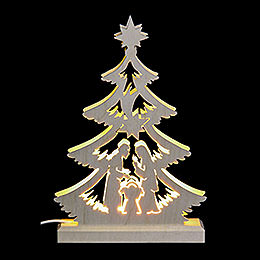 Lichterspitze Mini - Baum Krippenszene  -  23,5x15,5x4,5cm