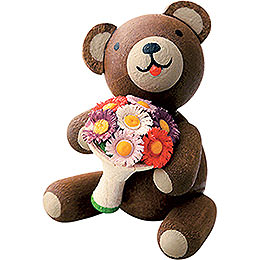 Lucky Bear with Flower Bouquet  -  2,7cm / 1.1 inch