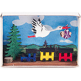 Matchbox  -  Stork, Baby and Train  -  4cm / 1.6 inch