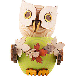 Mini Owl with Autumn Leaves  -  7cm / 2.8 inch