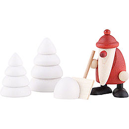 Miniature Set  -  Santa Claus with Snow Shovel  -  4cm / 1.6 inch