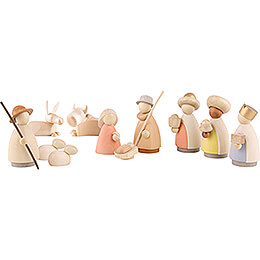 Nativity Set of 11 Pieces Colored  -  Small  -  7cm / 3.1 inch
