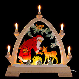 Pointed Arch  -  Santa with Deer  -  42x42,5cm / 16.5x16.7 inch