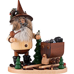 Smoker  -  Ore Gnome with Coal Tram  -  26cm / 10.2 inch