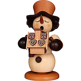 Smoker  -  Snowman with Gingerbread House Natural  -  23,5cm / 9.3 inch