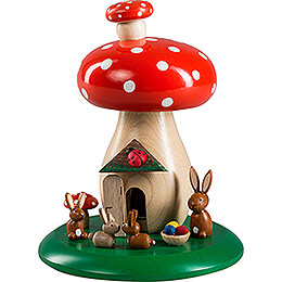 Smoking Hut  -  Toadstool with Bunnies  -  13cm / 5.1 inch