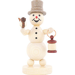 Snowman with Lantern and Bird  -  12cm / 4.7 inch