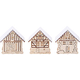 Snowy Houses for Candle Arch Lamps  -  3 pcs.  -  5,5x5cm / 2.2x2 inch