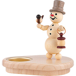 Tea Light Holder  -  Snowman with Lantern  -  12cm / 4.7 inch