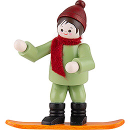 Thiel Figurine  -  Winter Child with Snowboard  -  coloured  -  6,5cm / 2.6 inch
