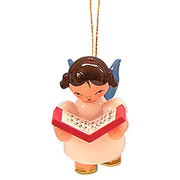 Tree Ornament  -  Angel with Book  -  Blue Wings  -  Floating  -  5,5cm / 2,1 inch