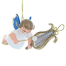 Tree Ornament  -  Angel with Chime  -  Blue Wings  -  Floating  -  5,5cm / 2.2 inch