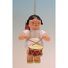 Tree Ornament  -  Angel with Drum  -  Red Wings  -  9,5cm / 3.7 inch