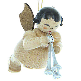 Tree Ornament  -  Angel with Shawm  -  Natural Colors  -  Floating  -  5,5cm / 2.2 inch