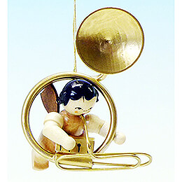 Tree Ornament  -  Angel with Sousaphone  -  Natural Colors  -  Floating  -  5,5cm / 2.2 inch