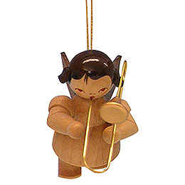 Tree Ornament  -  Angel with Trombone  -  Natural Colors  -  Floating  -  5,5cm / 2,1 inch