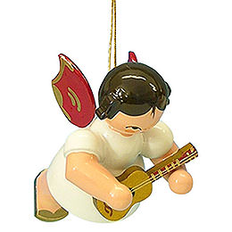 Tree Ornament  -  Angel with Ukulele  -  Red Wings  -  Floating  -  5,5cm / 2,1 inch