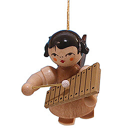 Tree Ornament  -  Angel with Xylophone  -  Natural Colors  -  Floating  -  5,5cm / 2.2 inch