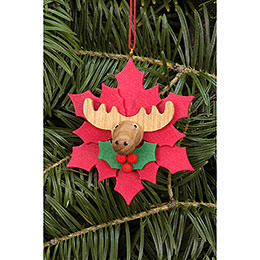 Tree Ornament  -  Christmas Star with Moose  -  6,5x6,5cm / 2.5x2.5 inch