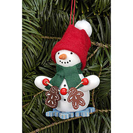 Tree Ornament  -  Snowman with Ginger Bread  -  6,0x8,0cm / 2.4x3.1 inch